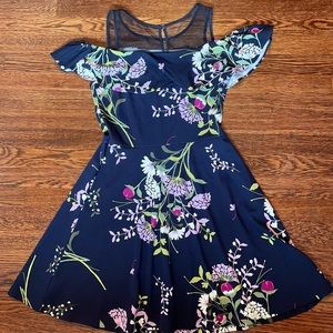 Girls Children’s Place Dress Navy w/lowers size 14